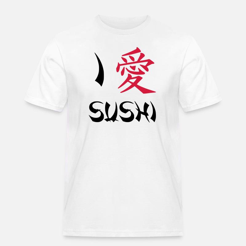 Ich liebe Sushi - Männer Workwear T-Shirt - Weiß