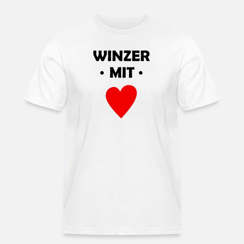Winzer mit Herz - Männer Workwear T-Shirt - Weiß