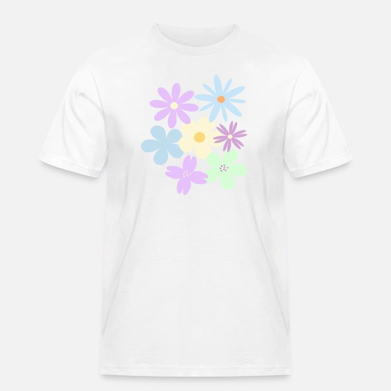 Blumen - Männer Workwear T-Shirt - Weiß