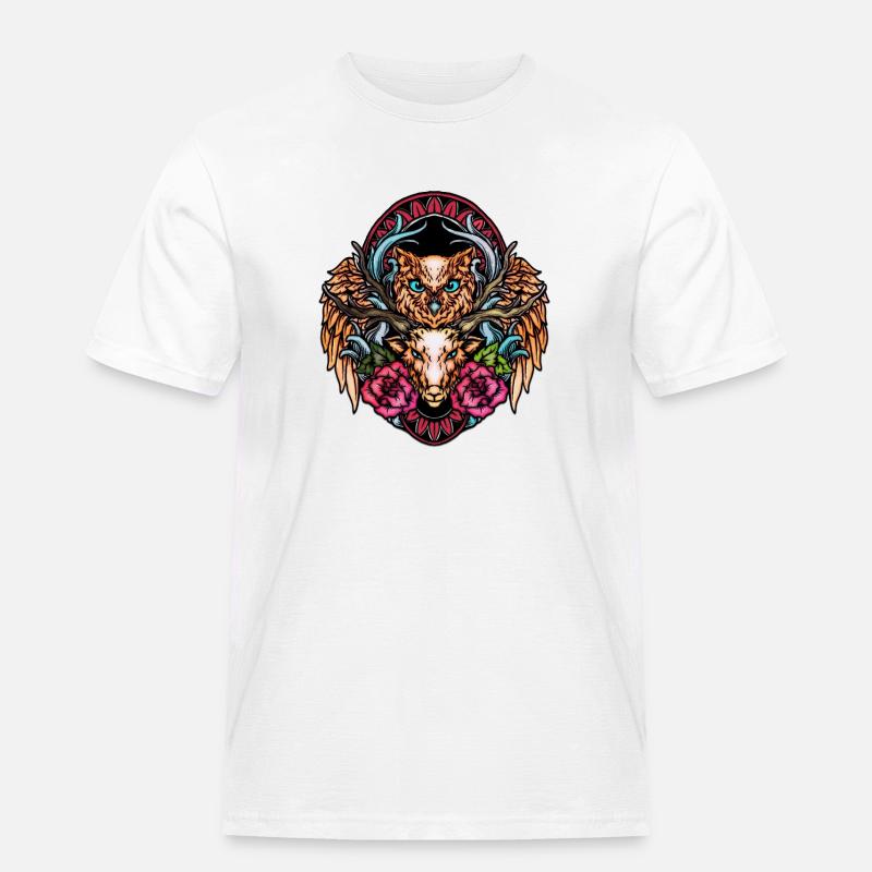 Atemberaubende bunte Eule - Männer Workwear T-Shirt - Weiß