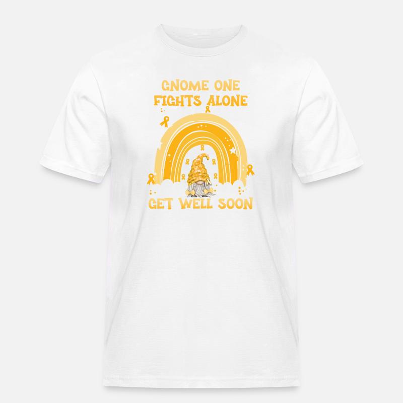 Gnome One Fights Alone Blinddarmkrebs - Männer Workwear T-Shirt - Weiß