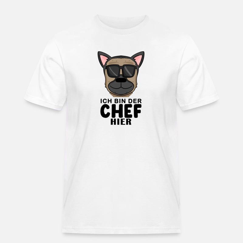 Cool Hund Deutscher Schäferhund Chef Spruch - Männer Workwear T-Shirt - Weiß