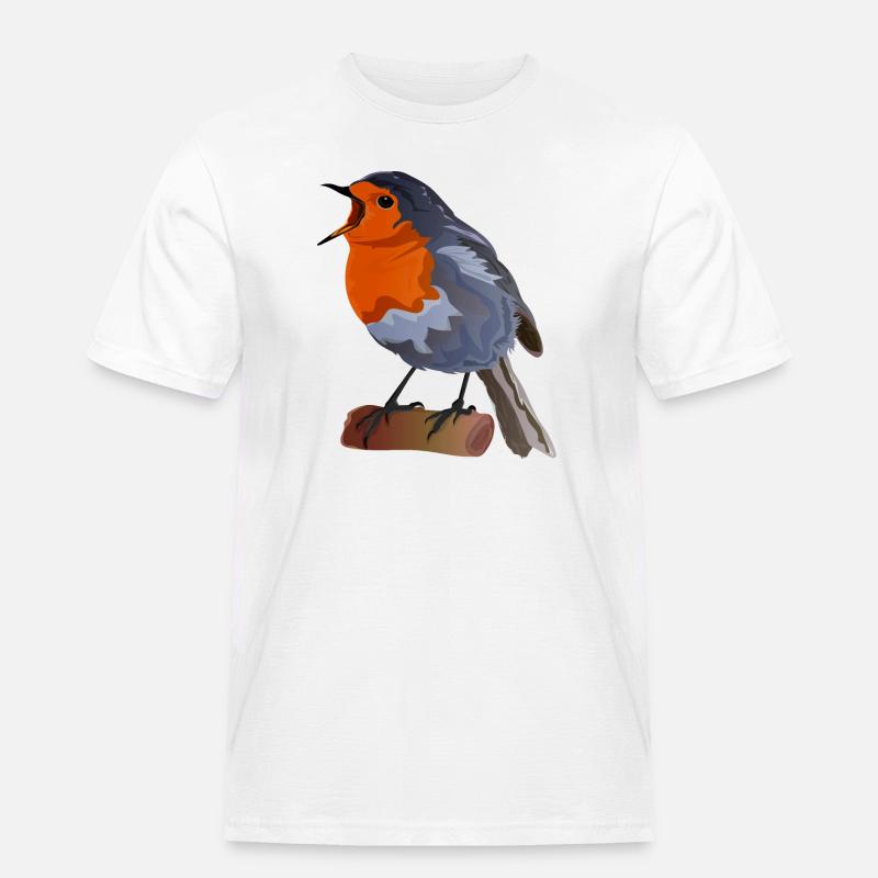 Robin Bird Illustration über Textil - Männer Workwear T-Shirt - Weiß