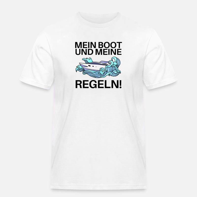 Boote Motorboot Regeln Spruch lustig - Männer Workwear T-Shirt - Weiß