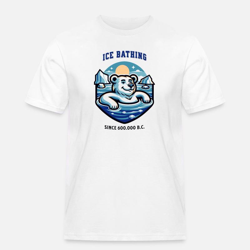 relaxter Eisbär beim Eisbaden lustiger Spruch - Männer Workwear T-Shirt - Weiß