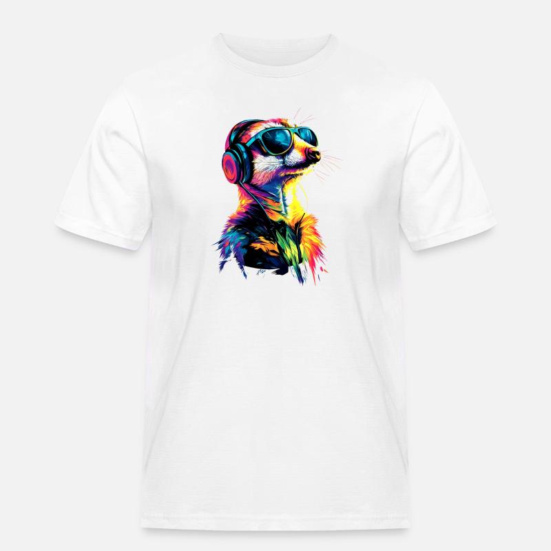 Erdmännchen Sonnenbrille Bunt Süßes Erdmännchen - Männer Workwear T-Shirt - Weiß