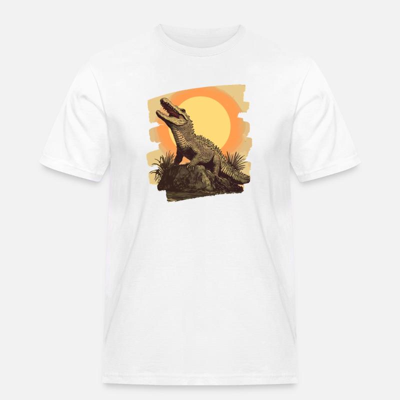 Krokodil Retro - Männer Workwear T-Shirt - Weiß