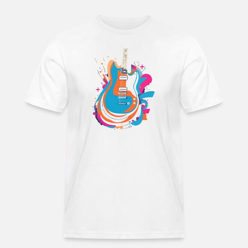 Bunte E-Gitarre - Männer Workwear T-Shirt - Weiß