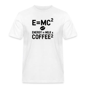 E=MC2 Physik Spruch Koffein Nerd Energie Kaffee - Männer Workwear T-Shirt - Weiß - Vorne - AI Model Male 185 dark (185cm)