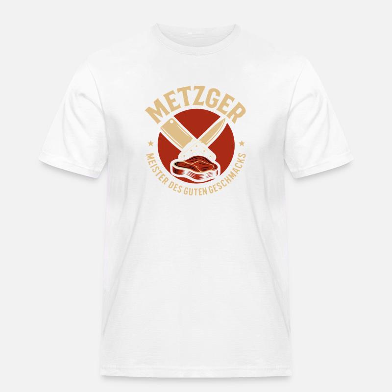 Metzger mit Messer und Fleisch - Männer Workwear T-Shirt - Weiß
