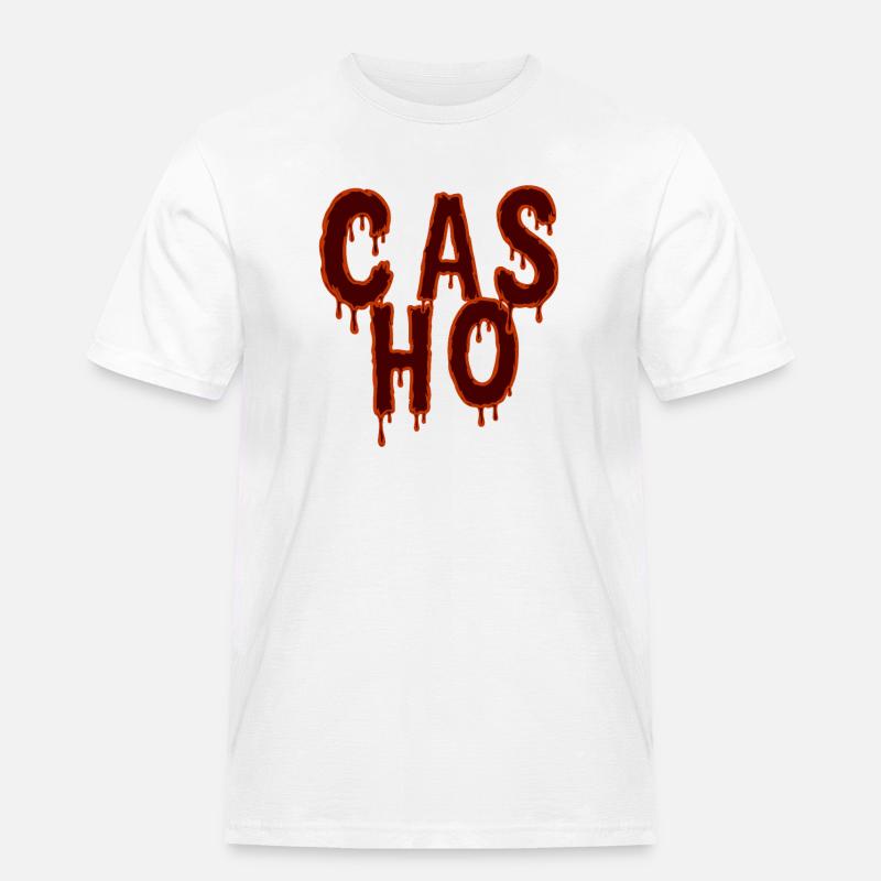 Tropfender Text Horror-Modedesign - Männer Workwear T-Shirt - Weiß