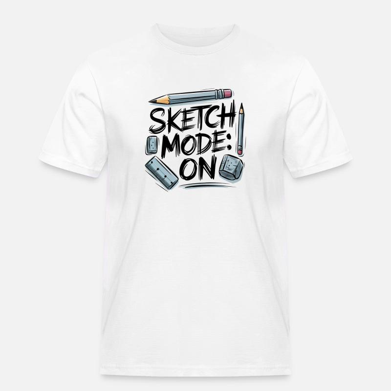 Sketch Mode: ON – Creative Mode Active - Men's Workwear T-Shirt - white