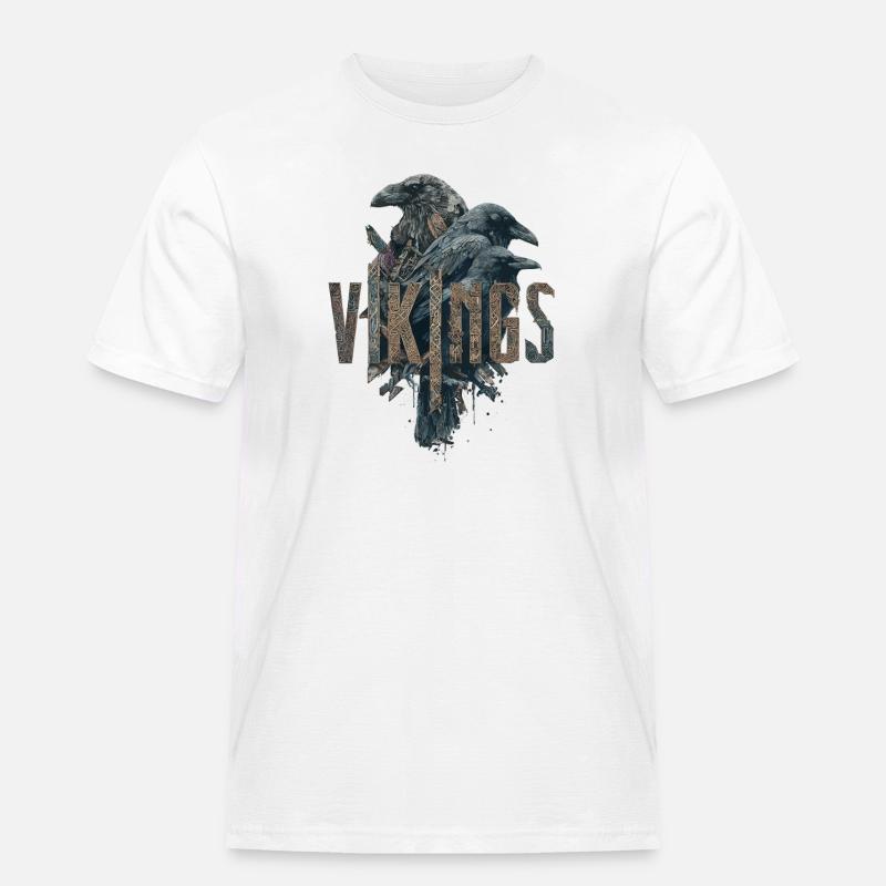 Odin-Crows-Vikings-Sword-Edda - Männer Workwear T-Shirt - Weiß