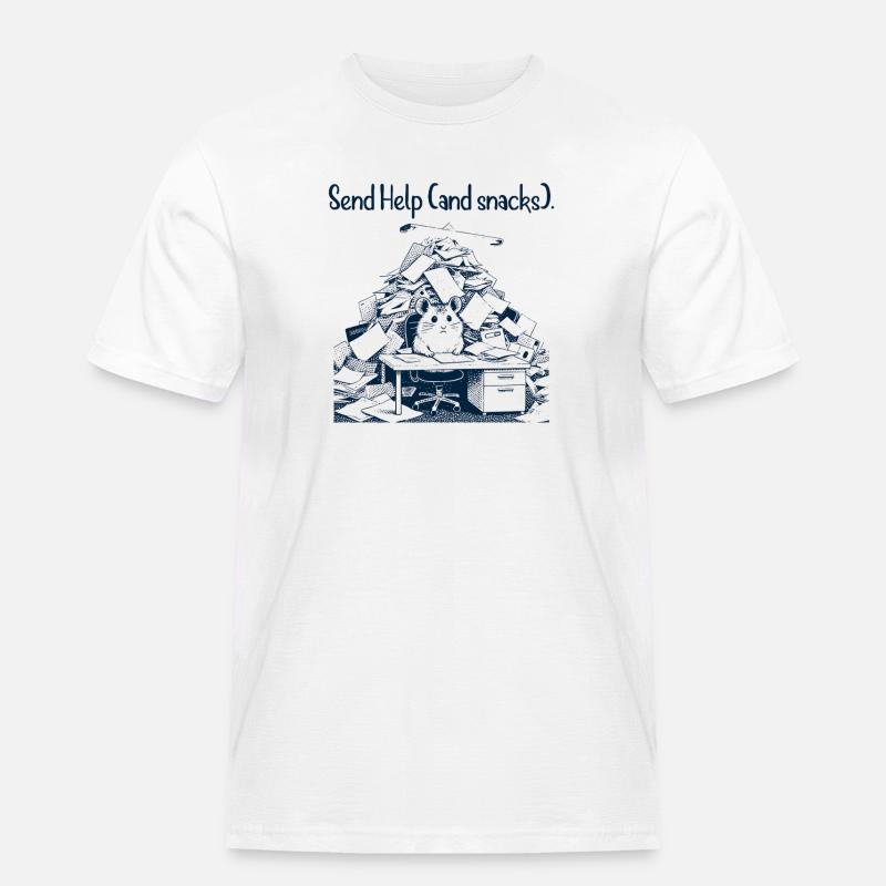 Hamster - Send Help and Snacks - Männer Workwear T-Shirt - Weiß