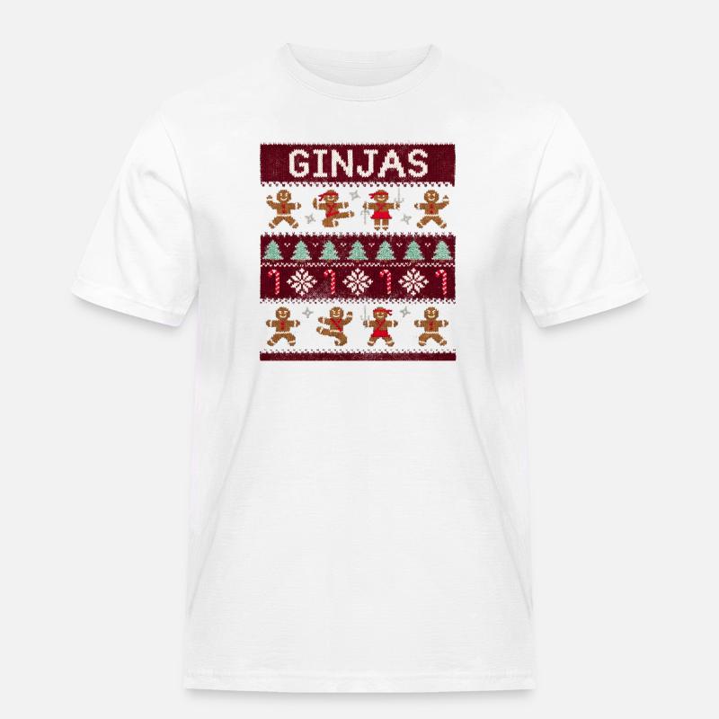 Ginjas Lebkuchen-Weihnachtspullover - Männer Workwear T-Shirt - Weiß