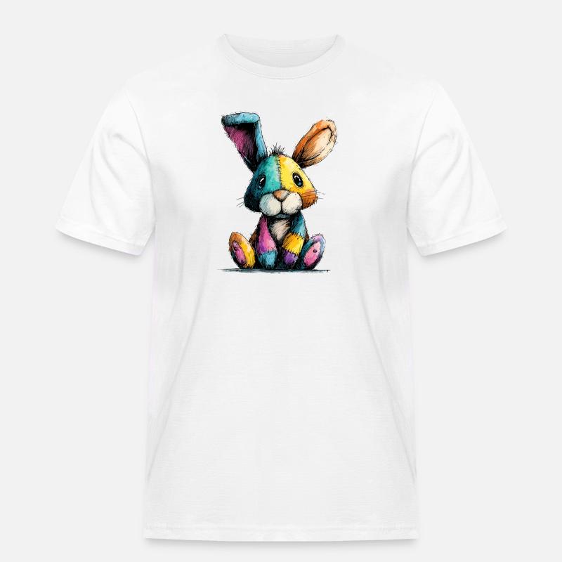 Patchwork Häschenbunt - Männer Workwear T-Shirt - Weiß