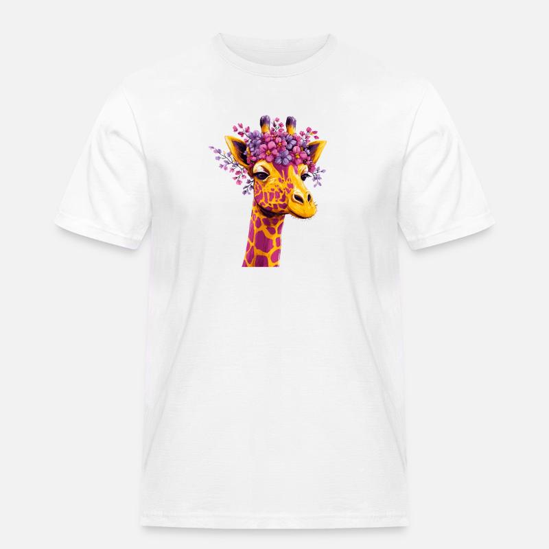 Giraffe Blütenkrone Farbexplosion - Männer Workwear T-Shirt - Weiß