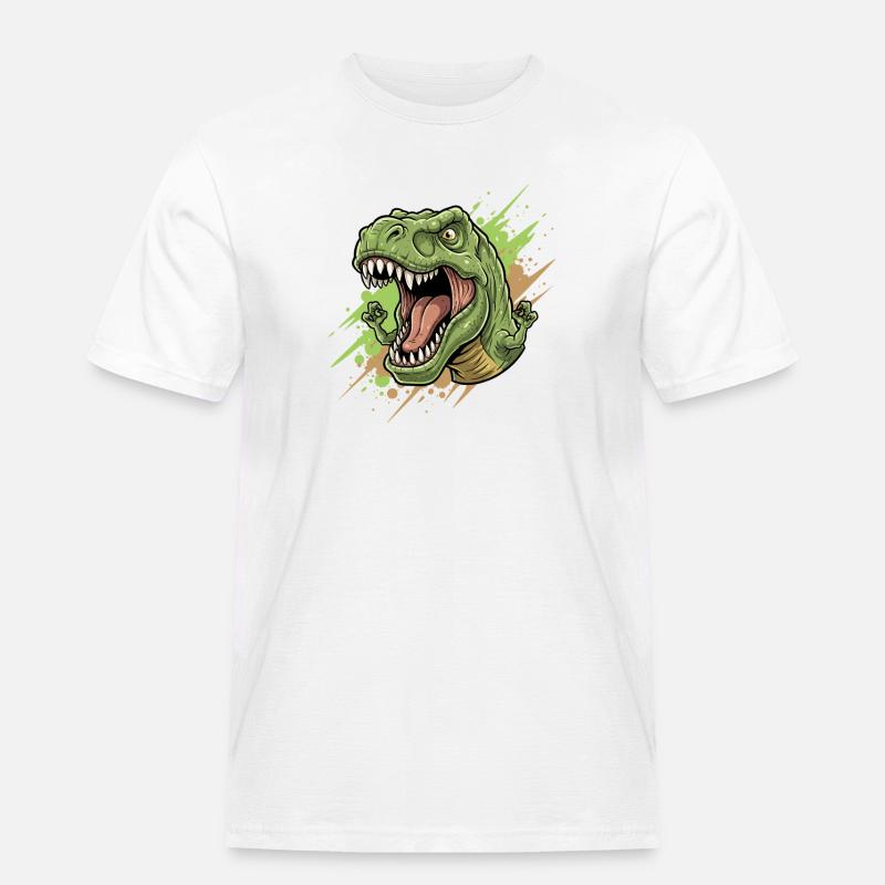 Wütender T Rex mit Farbschwall - Männer Workwear T-Shirt - Weiß