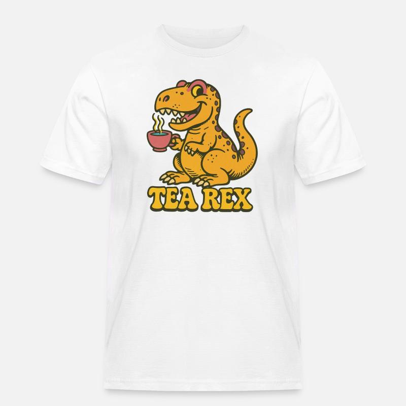 Tea Rex: Dinosaurier-Teezeit - Männer Workwear T-Shirt - Weiß