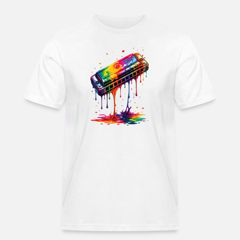 Harmonica with dripping paint - Men's Workwear T-Shirt - white