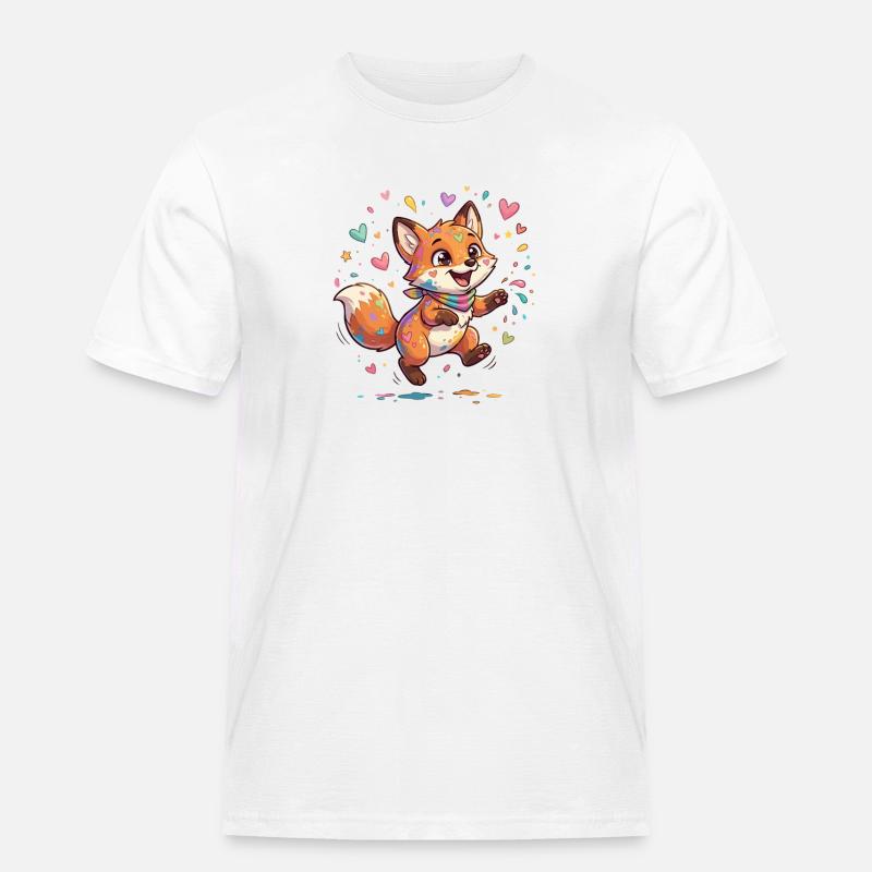 Liebenswerter Regenbogenfuchs - Männer Workwear T-Shirt - Weiß