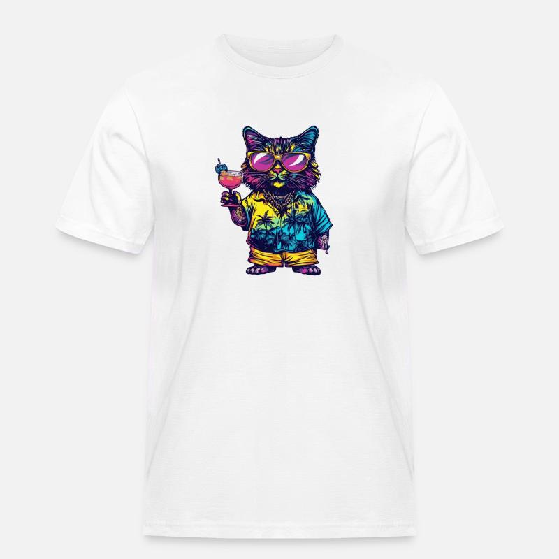 Katze Comic Sommer - Männer Workwear T-Shirt - Weiß