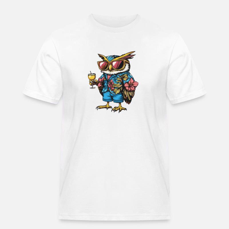 Eule Comic Sommer - Männer Workwear T-Shirt - Weiß