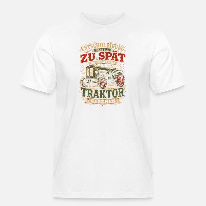 Spät dran Traktor Spruch - Männer Workwear T-Shirt - Weiß
