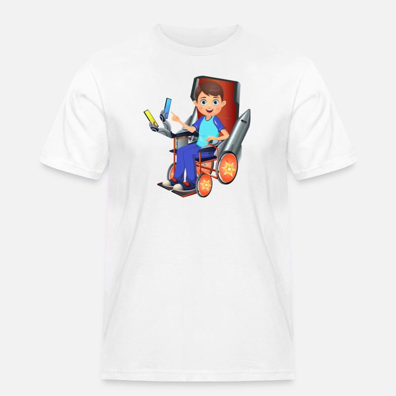 Rollstuhl Held - Männer Workwear T-Shirt - Weiß