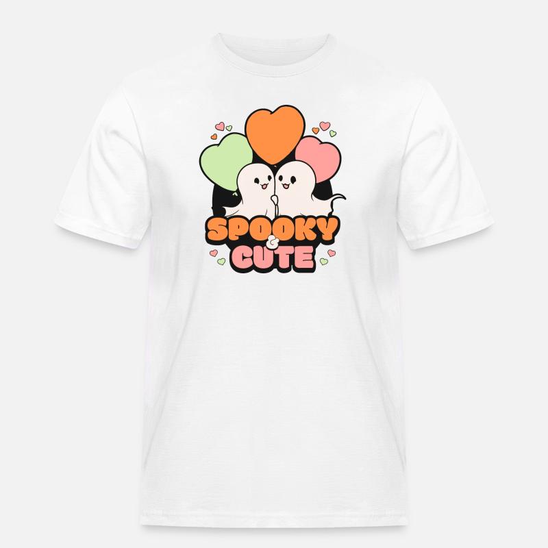 Spooky October Cute Halloween Ghost - Men's Workwear T-Shirt - white