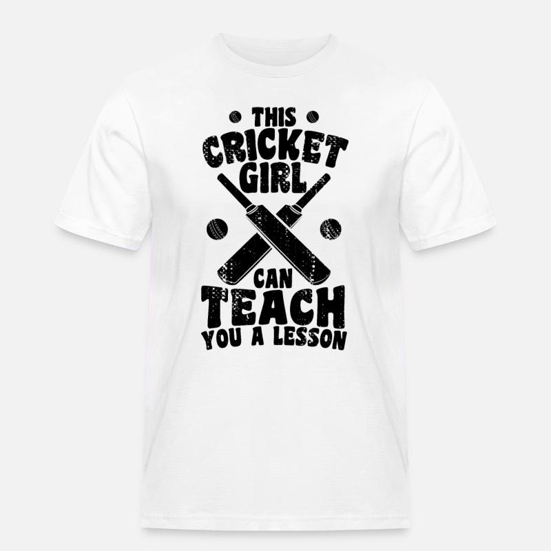 Cricket Mädchen erteilt dir eine Lektion - Männer Workwear T-Shirt - Weiß