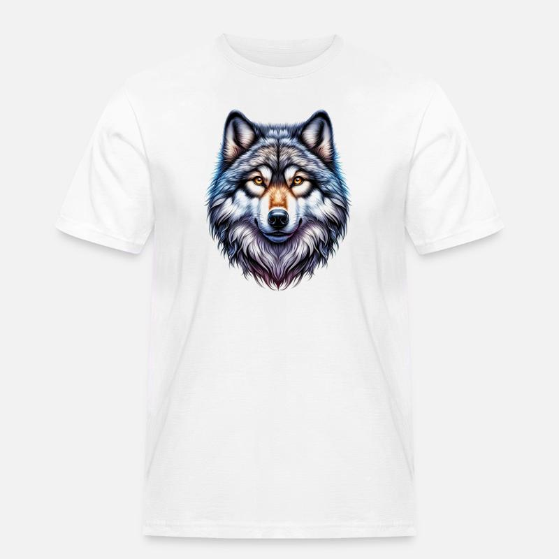 Wolf - Männer Workwear T-Shirt - Weiß
