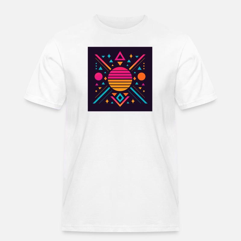 Synthwave geometric pattern - Men's Workwear T-Shirt - white