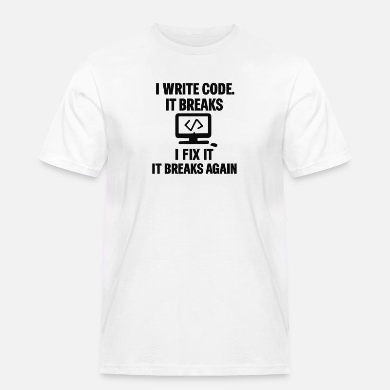 I Write Code – Funny Programmer T-Shirt - Men's Workwear T-Shirt - white