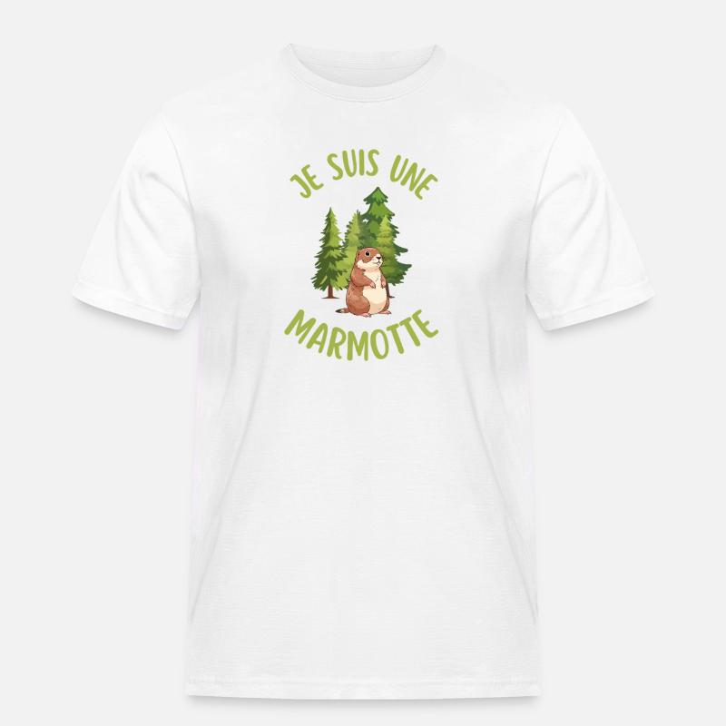 Ich bin ein Murmeltier im Wald - Männer Workwear T-Shirt - Weiß