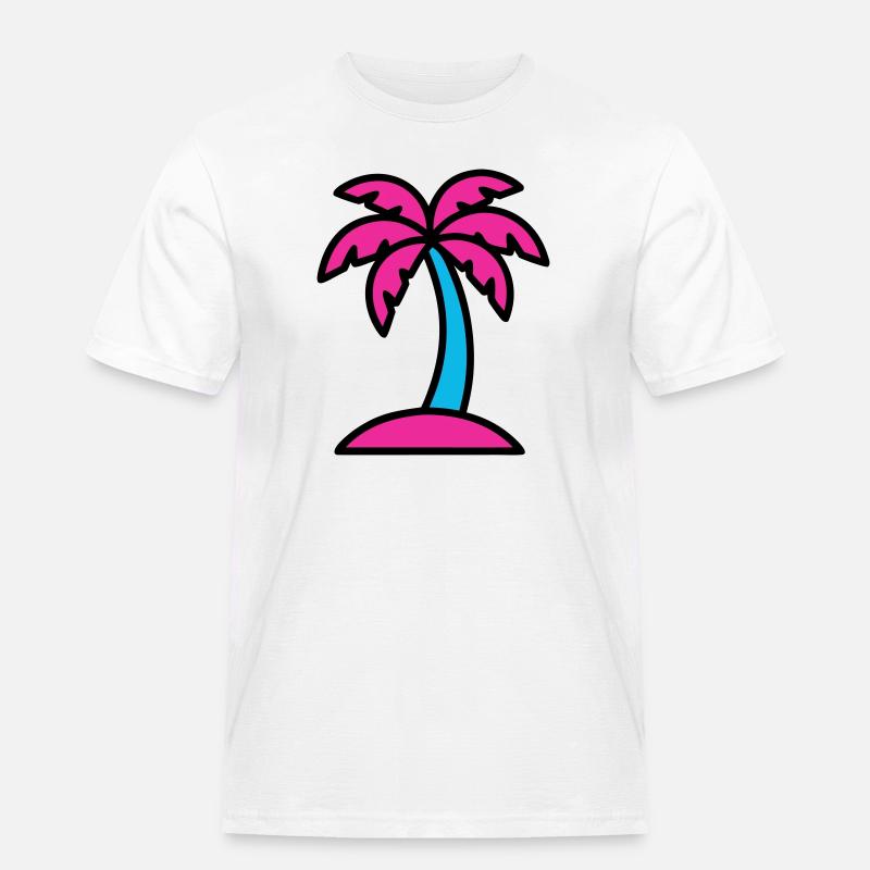 Neon Palm Tree 90s Vaporwave - Men's Workwear T-Shirt - white