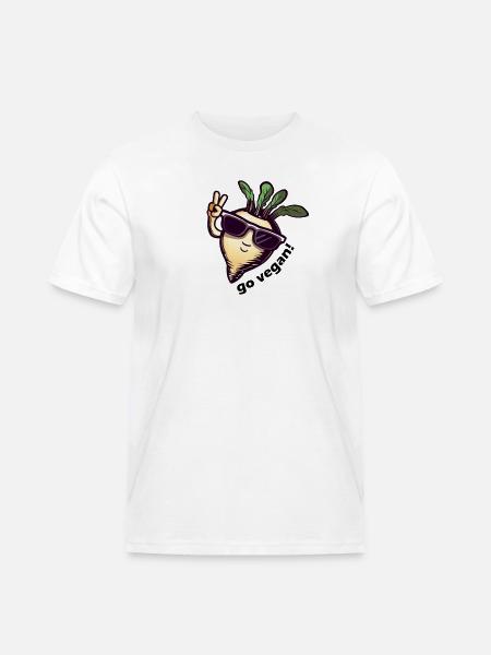 Cute vegan turnip. Peace! - Men's Workwear T-Shirt - white