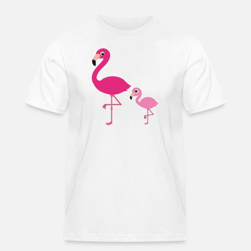 Flamingo Mutter mit Kind - Männer Workwear T-Shirt - Weiß
