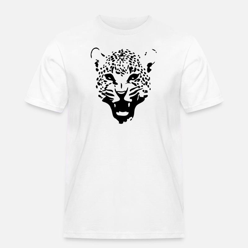 Leopard - Männer Workwear T-Shirt - Weiß