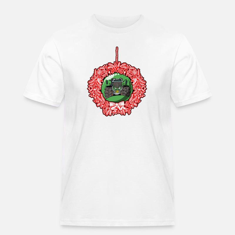 Weihnachtskranz Grün Traktor 512 - Männer Workwear T-Shirt - Weiß