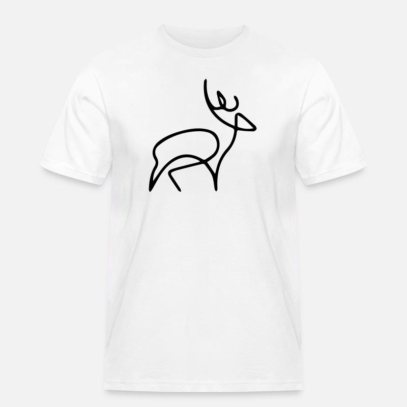 oneline Hirsch - Männer Workwear T-Shirt - Weiß