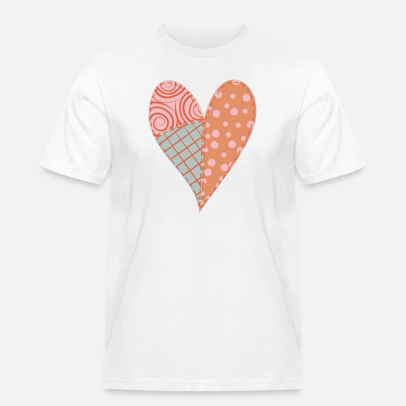 Patchwork Herz Nr. 4 - Männer Workwear T-Shirt - Weiß