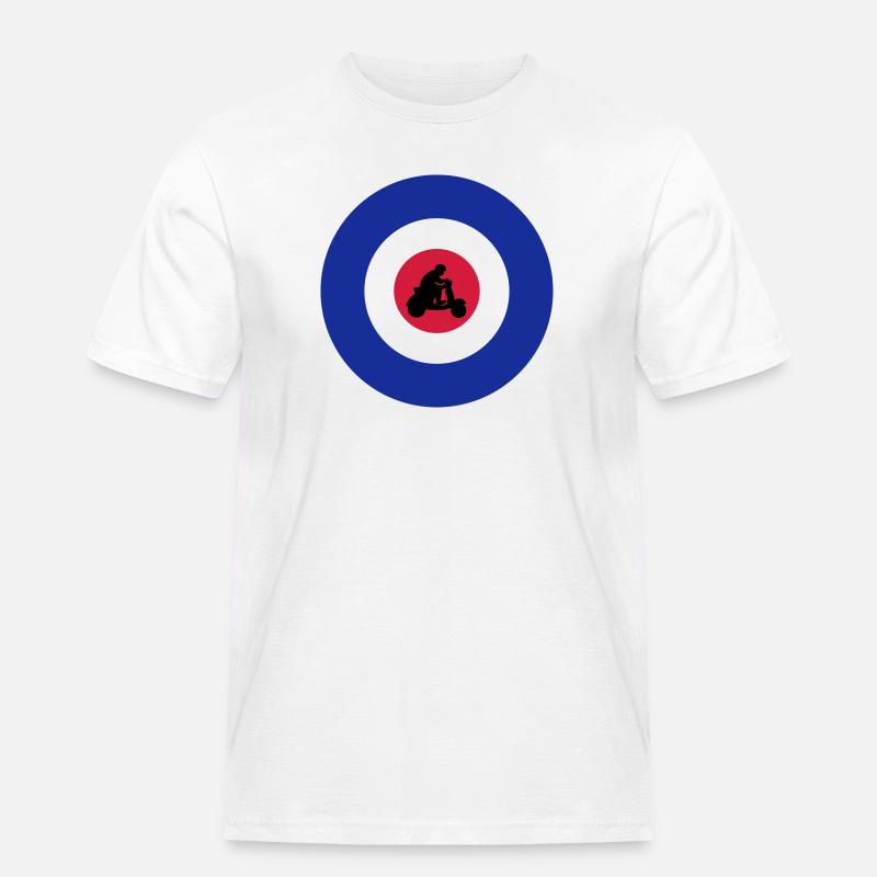 Target mit Rollerfahrer - Männer Workwear T-Shirt - Weiß