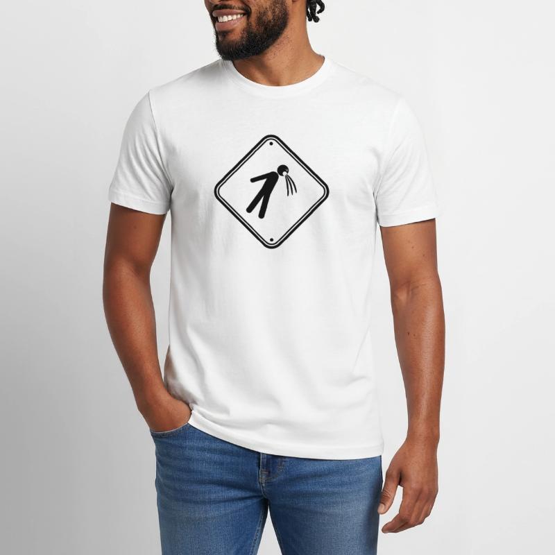 shield caution note vomit vomit Men's Workwear T-Shirt