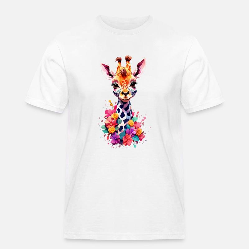 Giraffe V1 24 32 - Männer Workwear T-Shirt - Weiß