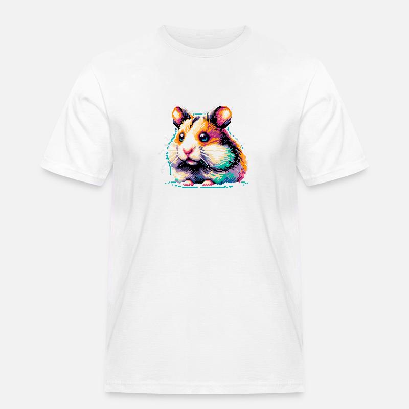Pixel Hamster - Männer Workwear T-Shirt - Weiß