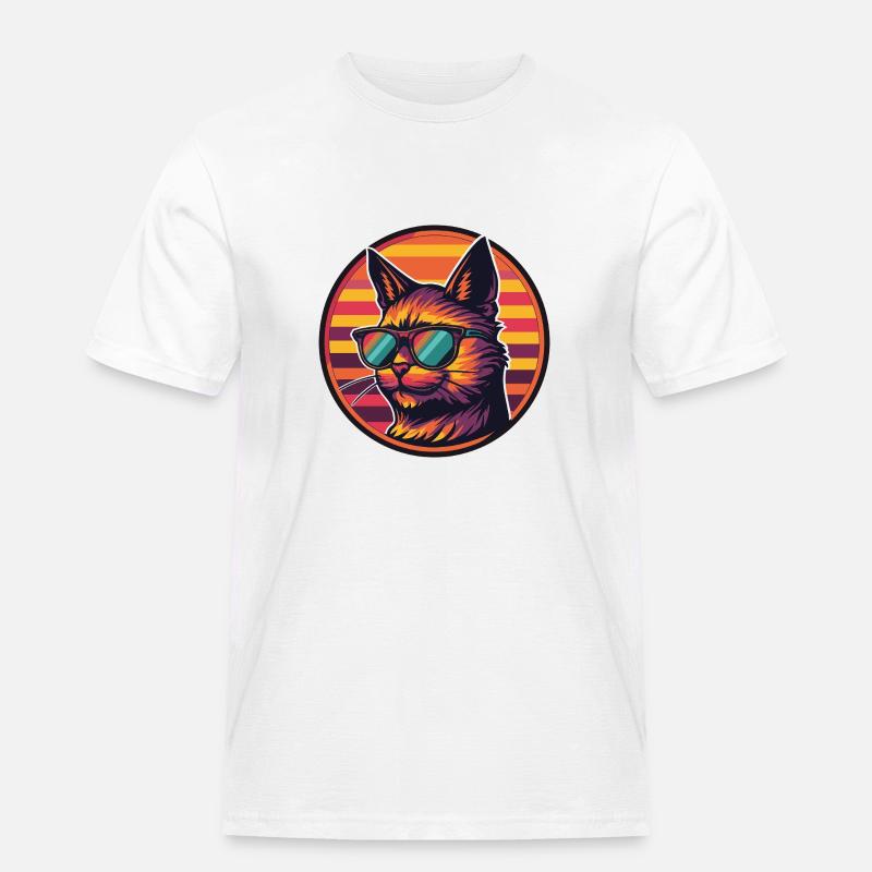 Katze Comic Cool Sommer - Männer Workwear T-Shirt - Weiß