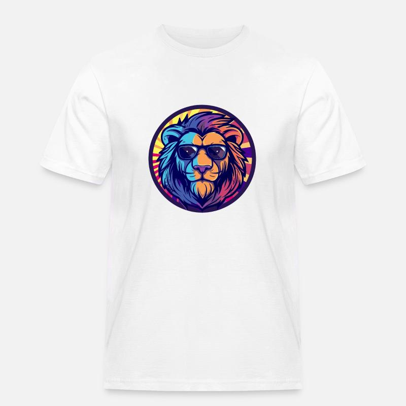 Löwe Comic Cool Sommer - Männer Workwear T-Shirt - Weiß