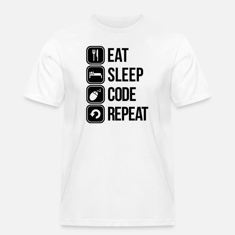eat sleep code - Männer Workwear T-Shirt - Weiß