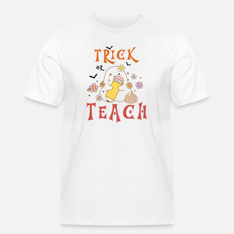Halloween-Lehrer austricksen oder unterrichten - Männer Workwear T-Shirt - Weiß